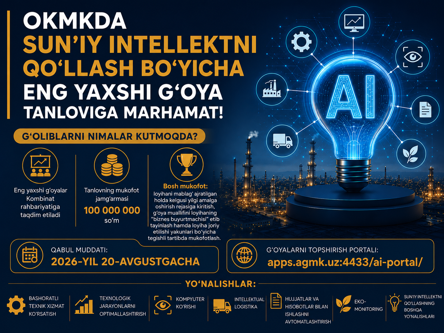 OKMKDA SUN’IY INTELLEKTNI QO‘LLASH BO‘YICHA ENG YAXSHI G‘OYA TANLOVIGA MARHAMAT!